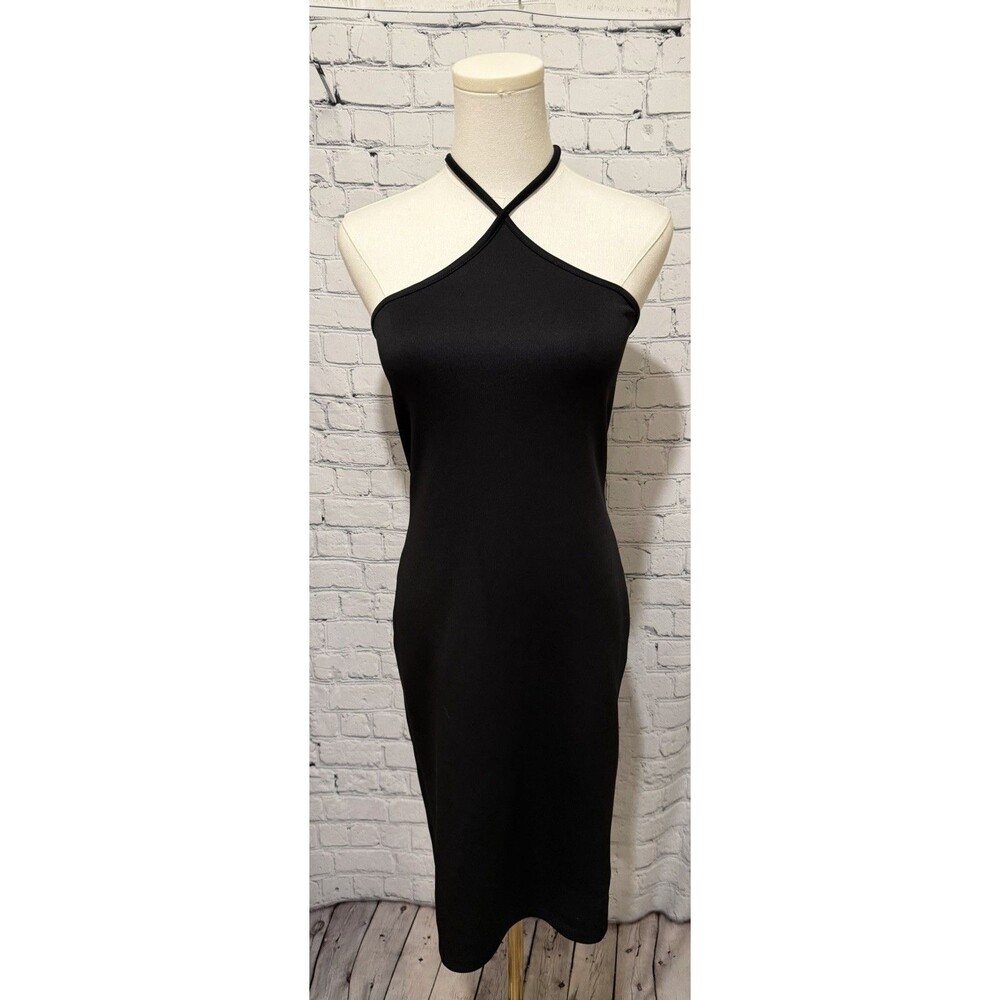 Venus elegant black bodycon halter midi dress Size XS